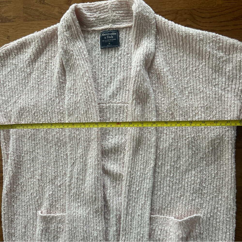 Abercrombie Cardigan Sweater Women Knit Open Pink Blush Shawl Collar Pockets M - Picture 5 of 6